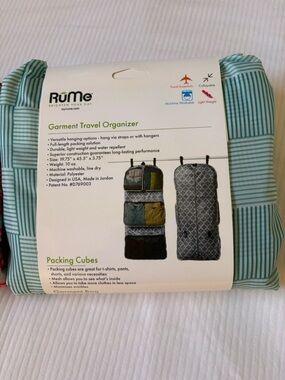 Teal Stripe Garment Travel Organizer - Hanging Packing Cubes